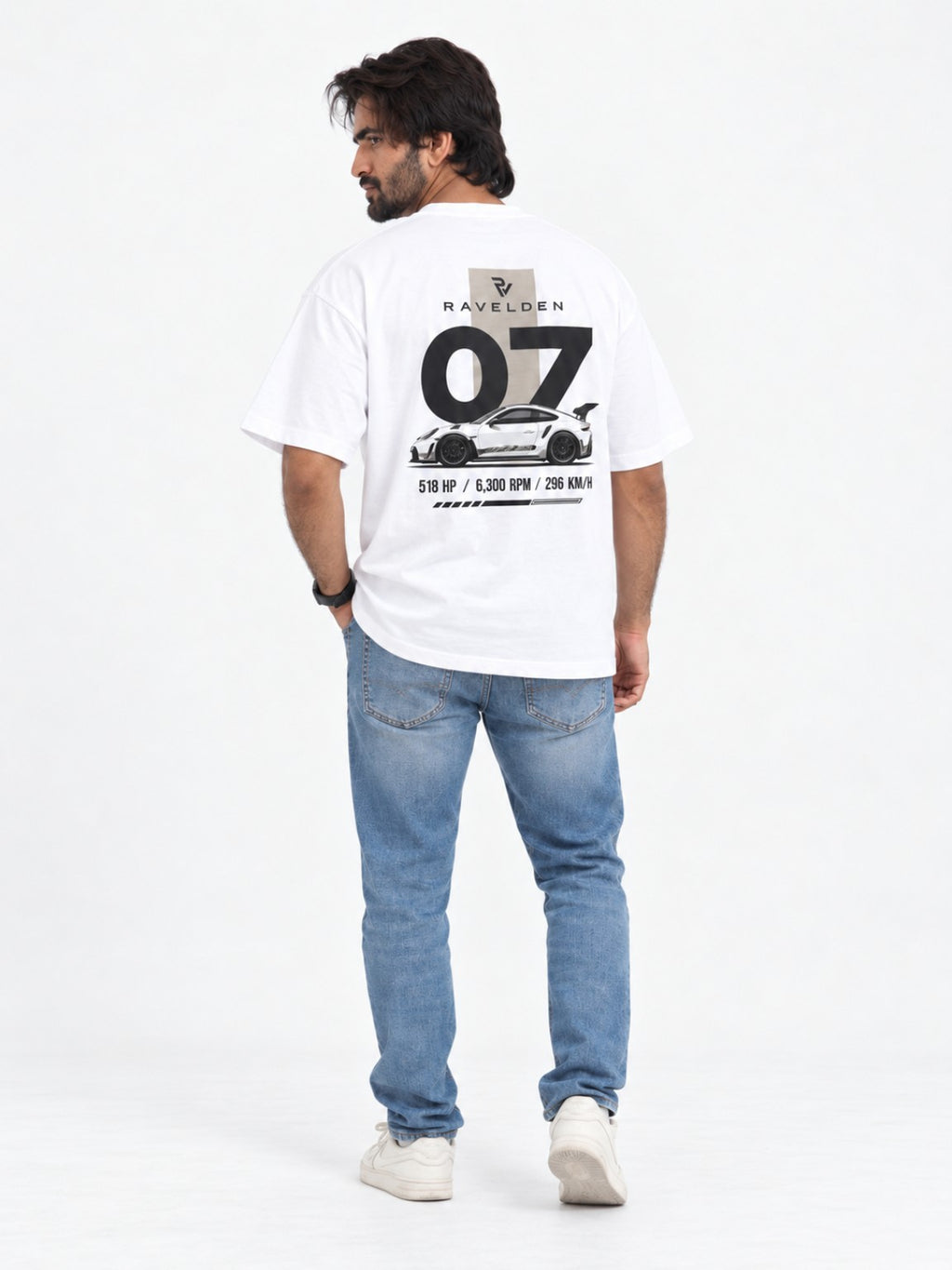 Apex 07 Tee white oversized tee back graphic view