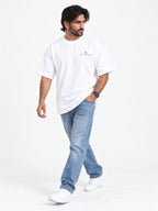 Apex 07 Tee white oversized tee front full body studio view