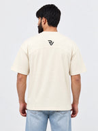 Brushline Tee off white oversized tee back view