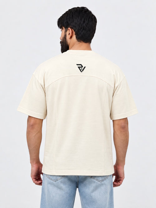 Brushline Tee off white oversized tee back view