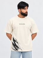 Brushline Tee off white oversized graphic tee front view