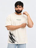 Brushline Tee cream oversized tee front model view