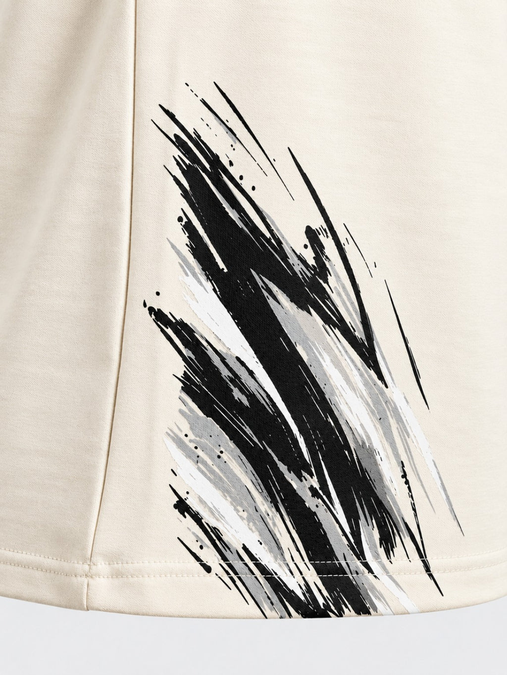 Brushline Tee brush-stroke graphic close-up