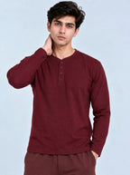 Rowan Henley Burgundy arms-crossed view
