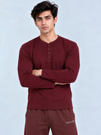 Rowan Henley Burgundy three-quarter view