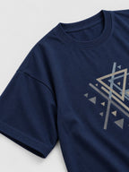 Triad Tee navy oversized graphic tee flatlay close-up