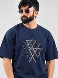 Triad Tee navy oversized tee front upper body view
