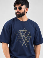 Triad Tee navy oversized tee front upper body view